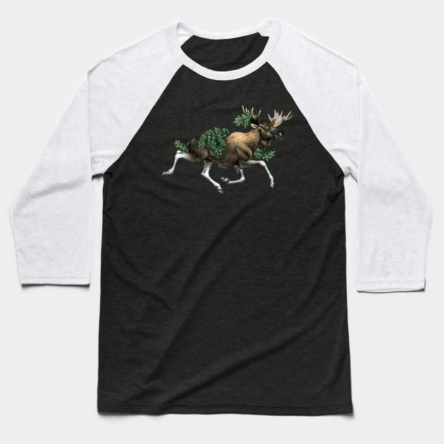 Moose with Blueberries Baseball T-Shirt by Pip Tacla